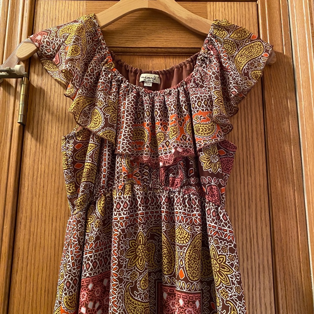 ONE WORLD Multicolor Paisley High-Low Ruffle Dress